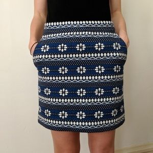 J.Crew Navy Floral Jacquard Mini Skirt 0